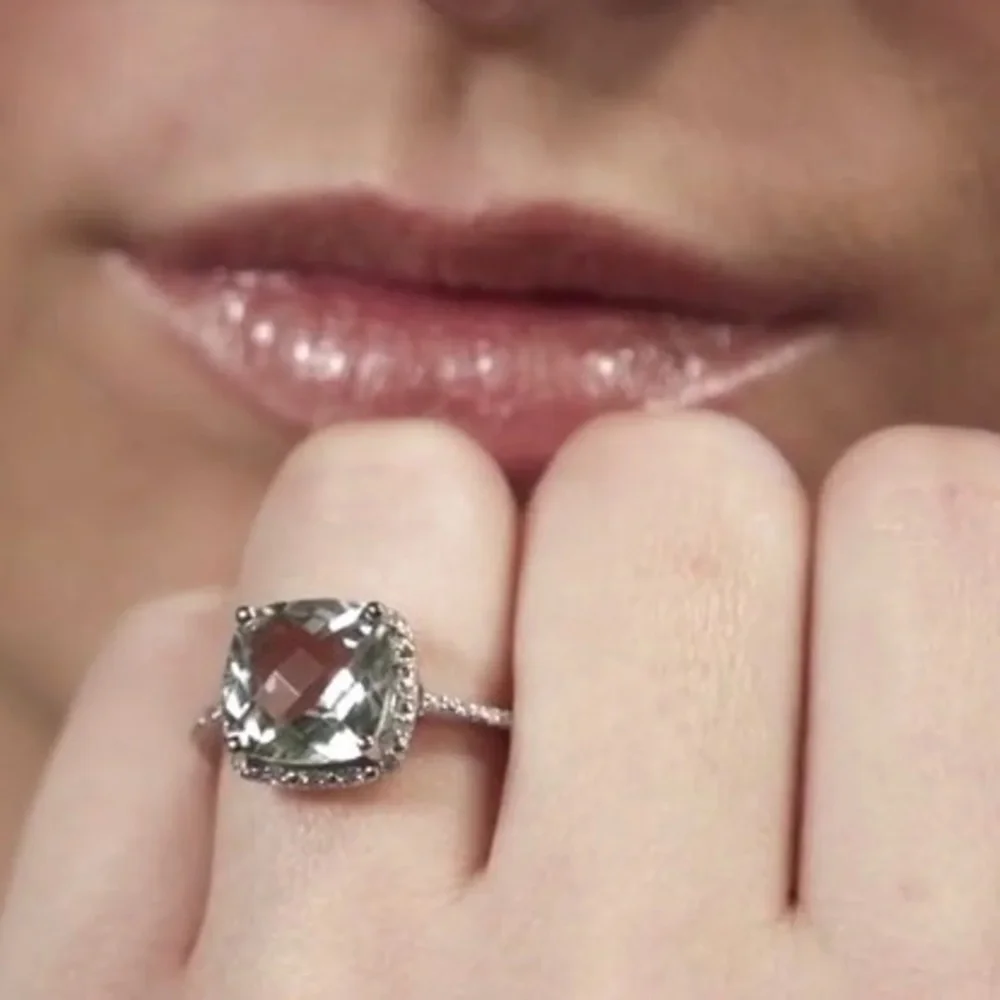 Natural Diamond Green Amethyst Ring